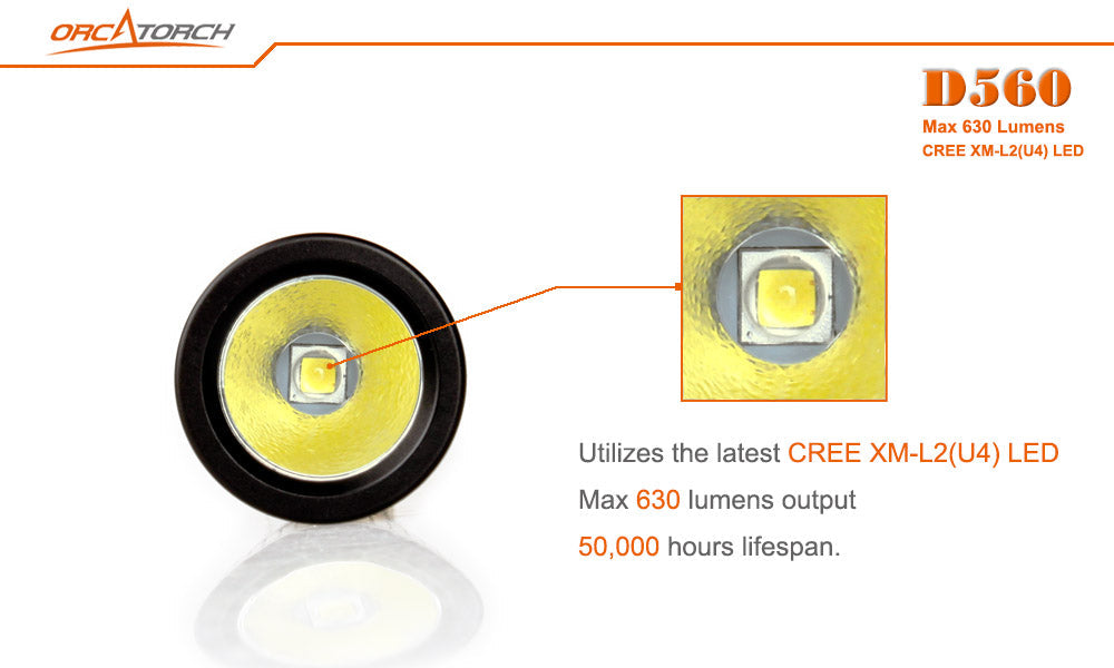 OrcaTorch D560 – 630 Lumen Dive Torch – BLUE